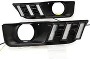 2Pcs LED Daytime Running Light Fog Lamp Cover DRL Dynamic Yellow Turn Signal Light for Ford Focus 2005 2006