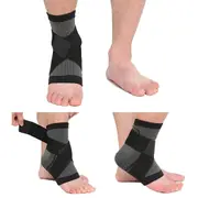 Ankle Brace Support Compression Sleeve Plantar Stabilizer Pain Relief Foot Wrap - Black