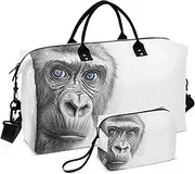 [YXYZRMY] Cute Gorilla Blue Eye Travel Duffel Bag Gym Bag Sports Tote Bag with Multiple Interior Pockets Shoulder Weekender Bag for Women Men with Toiletry Bag 20.5”x 7.9”x 13.8”, Multi-Colored, one