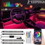 Car RGB 72 LED Lights Smart Interior Strip Lights with App Control Car Charger