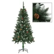 NNEVL Artificial Christmas Tree with Pine Cones and White Glitter 150 cm