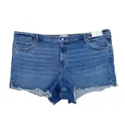 Abercrombie and Fitch The 4" Mom Short High Rise Medium Wash Denim Plus Size 24