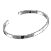 Men's Solid 925 Sterling Silver Bangle, Plain Silver Cuff Bracelet