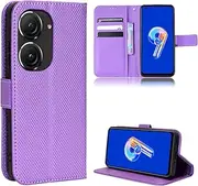 Diamond Texture Lanyard Phone Bags Compatible with Asus Zenfone 9 10 Zenfone9 Zenfone10 AI2302 AI2202 AI2202_B Anti-Fall Protective Shell Leather Flip Case (Purple,Asus Zenfone 10)