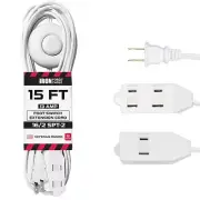 15 Ft Extension Cord with Foot Switch and 3 Electrical Power Outlet - 16/2 Du...