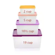 Tupperware KeepTabs Nesting Container Set of 4 Multicolor New