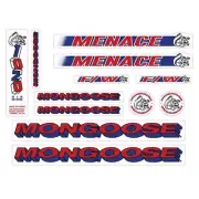Mongoose - 1995 Menace - Blue Red - Decal set - old school bmx