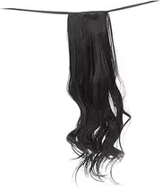 CALLARON Long Curly Ponytail Hair Extension for Women Natural Black High Temperature Wig Wavy Drawstring Synthetic Hairpiece Comfortable Daily Use and Stylish Design