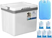 Ice Cooler Box - 6L Camping Picnic Insulated Food Container | Portable Waterproof Freezer Blocks for Beach Picnics Fishing Boating Hiking Outdoor Activities