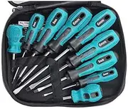9 PCS Magnetic Screwdriver Set, Screw Driver Non-Slip Home Appliance Repair DIY Tools Professional Improvement Craft Includes 4 Phillips + 5 Flat Head Screwdrivers + Storage Case