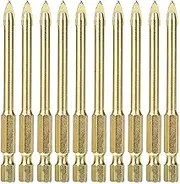 Jindizi 10 PCS Hard Alloy Glass Drill Bit for Ceramic Tile Marble Mirror Glass 6mm