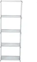 Standing Bookcase Storage Shelf, Multi Layer Organizer Rack for Living Room Bedroom, Galvanized Tube Frame with Non Woven Fabric, 42 x 26 x 124 cm, Adjustable Shelves (Grey)