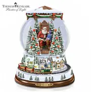 Bradford Kinkade Visit Santa Illuminated Musical Christmas Snow Globe With Train