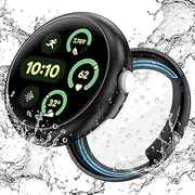 [Goton] Waterproof Case for Google Pixel Watch 3 2 1 41mm Screen Protector, Hard PC Slim Face Cover Bumper High Sensitive HD Screen Protector for Google Pixel Watch 41mm, Black