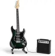 Melodic 39 Inch Electric Guitar with Guitar Bag & Tuner Amplifier Beginner Full Size Black and Green