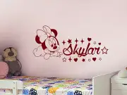 Wall Decal Personalized Girl Name Minnie Mouse Vinyl Decal Sticker Nursery ZX282