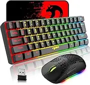 L500 Gaming Keyboard and Mouse Combo, 2200mAh Mini 61 Keys Mechanical Feeling Keyboard with Bluetooth 5.1&2.4G Wireless Dual Modes,RGB Backlit Wireless Lightweight Gaming Mouse for PC/Gamer