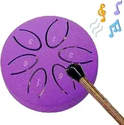 Buddha Stones Mini Steel Tongue Drum,3 Inch Sound Healing Drum Kit,6 Note Worry Free Drum, Great for Yoga Meditation, Camping, Music Enlightenment, Purple