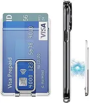 Magnetic Card Holder Compatible with Magsafe with Metal Phone Grip Stand Crystal Clear Phone Wallet for iPhone 15/14/13/12 Pro Max Series (Silver)