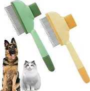 Moerstar Flea Comb for Cats, 2 Self-Cleaning Flea Comb and Grooming Brush for Pets, Cat Brush with Release Button, Cat Brush for Long Hair, Short Hair