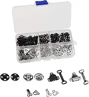VGOL 150 Sets 3 Styles Hooks Eye Fasteners Sew-on Snaps for Trousers Pants Skirt Jeans Dress Bra Sewing DIY Crafting Accessories - Black & Silver