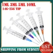 5/10x 1ml 3ml 5ml 10ml Luer Lock Syringes+ 14G-25G Blunt Tip Needles and Caps AU