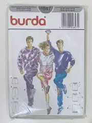 Vintage 1990s BURDA Sewing Pattern 4847 Unisex Active Wear Track Suit UNCUT