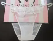 VICTORIA'S SECRET DREAM ANGELS String Bikini Panty VS White Ruffle Mesh S M L