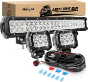 Nilight ZH002 20" LED Light Bar 126W Flood & Spot Combo, 2x 18W LED Pods, Wiring