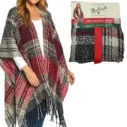 NEW Woolrich Cozy Blanket Wrap Shawl Red Plaid Scarf Onesize OS
