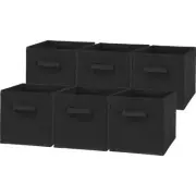 Foldable Cube Storage Bin, Black - 6 Pack