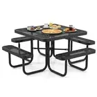 Heavy Duty Square Picnic Table & Bench for 8, 116cm Commercial Table for Garden