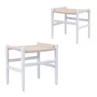 Simplife 45cm White & Natural Replica Hans Wegner Wishbone dining stool Set of 2