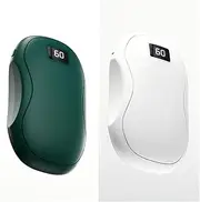 Hand Warmer 2 Pack, Reusable Portable Pocket Heater USB Hand Warmer, Gifts for Men, Women, Indoor, Outdoor, Hiking, Skiing, Camping, Hunting Accessories,Can be Used as a Power Bank.（Green, White）
