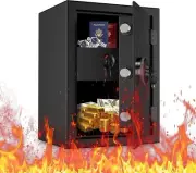 Fireproof Security Safe Cash Box with Double Digital Keypad Safety Key Lock