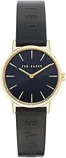 [Ted Baker] Women's Staciie Yellow Gold-Tone Case, Black Dial, Black Leather Strap BKPSTF407 Dress Watch, Black/Gold, 32mm