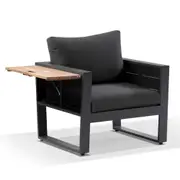 Corfu 1 Seater Outdoor Aluminium and Teak Timber Lounge with Sunbrella - Outdoor Aluminium Lounges