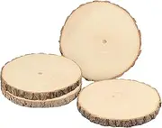 4 PCS 8-9 Inch Natural Wood Slices, Unfinished Paulownia Wood Circles with Barks for Coasters, DIY Crafts, Christmas Rustic Wedding Ornaments and Centerpieces,by GNIEMCKIN