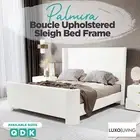 Sleigh Boucle Bed Frame Queen Double King Bedhead Upholstered Bed Cream White