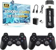 2025 Nostalgic Game Console with Over 30,000 Games, 4K HDMI Chopsticks Retro Game TV Game with Two 2.4G Wireless Controllers, Retro Console Emulators, Gift for Kids
