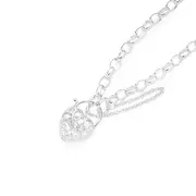 Silver Heart W/ Padlock Belcher Bracelet