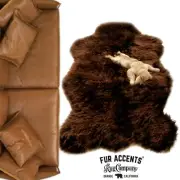 Classic Brown Bear Skin Shag Rug - Plush Faux Fur - Bonded Suede Lining - USA
