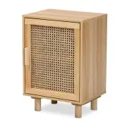 Baxton Studio Maclean 15.7" W x 11.8" D End Table Beige and Natural Brown