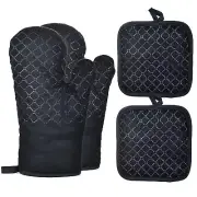 Oven Mitts Pot Holders 4pcs Set Oven Gloves Potholder Heat Resistant For Kitchen