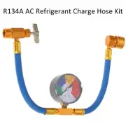 A/C R134A Refrig/erant Charge Hose with Manifold Gauge Can Tap Low Quick Coupler