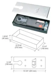CRL CRL8360 Medium Duty 90 degree Hold Open Low Profile Floor Mounted Closer