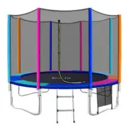 12FT Trampoline Round Trampolines Kids Safety Net Enclosure Pad Outdoor Gift Mul