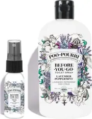 Poo-Pourri Lavender Peppermint 16 Ounce Refill Bottle and Fresh Air 1 Ounce Befo