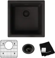 Quartz Classic ELG1616BK0C 15-3/4" x x Sink + Grid + Drain, Black