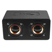 M5 Wooden Dual Driver Unit Tf Card Aux Fm Radio Stereo Bass Bluetooth Speaker With Mic